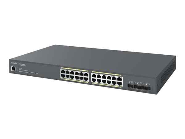 EnGenius Cloud Switch Series ECS1528FP - Switch - Administrerad - 24 x 10/100/1000 (PoE+) + 4 x 10 Gigabit SFP+ - rackmonterbar - PoE+ (410 W) Svart