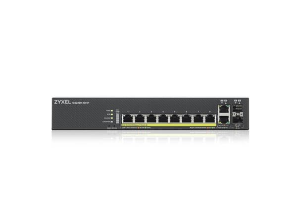 Zyxel GS2220-10HP - Switch - Administrerad - 8 x 10/100/1000 (PoE+) + 2 x kombinations-Gigabit SFP - rackmonterbar, väggmonterbar - PoE+ (180 W)