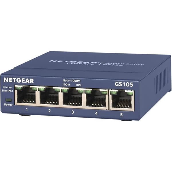 NETGEAR GS105 5-ports metall Gigabit Ethernet-switch (10/100/1000), ProSAFE-skydd, livstidsgaranti Idealisk för små och medelstora företag och VSE
