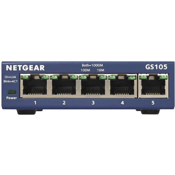 NETGEAR GS105 5-ports metall Gigabit Ethernet-switch (10/100/1000), ProSAFE-skydd, livstidsgaranti Idealisk för små och medelstora företag och VSE