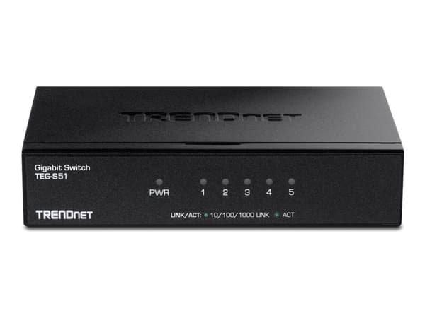 TRENDnet TEG S51 - Switch - 5 x 10/100/1000 - skrivbordsmodell - TAA-kompatibel
