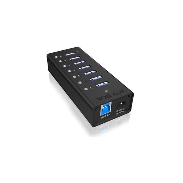 Koncentrator (hub) - ICY BOX - IB-AC618 - 7 USB 3.0-portar - Aluminiumhölje