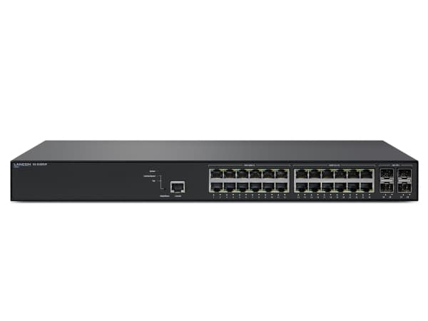 LANCOM GS-3528XUP - Switch - Administrerad - 24 x 10/100/1000 (PoE+) + 2 x SFP - skrivbordsmodell, rackmonterbar - PoE+ Svart