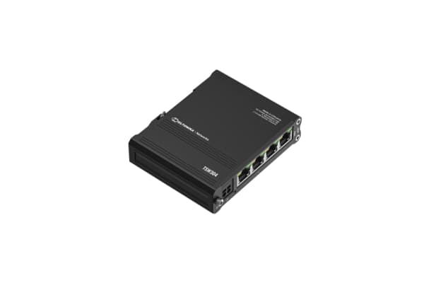 Teltonika TSW304 - Switch - ikke-styrt - 4 x 10/100/1000 - DIN-skinnemonterbar, overflatemonterbar - Passive PoE