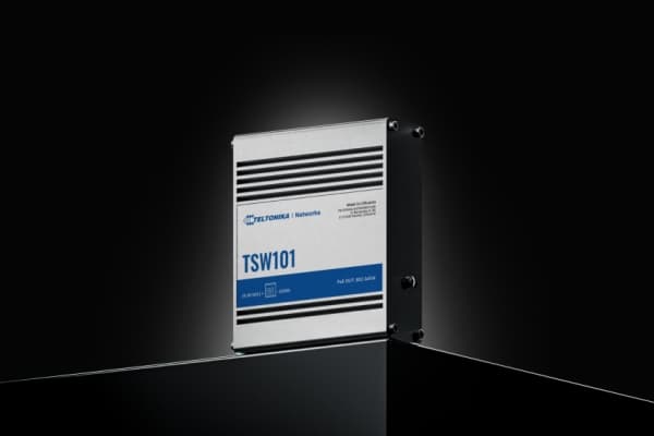 Teltonika TSW101 - Switch - 5 x 10/100/1000 - DIN-skinnemonterbar, veggmonterbar - PoE+ - DC