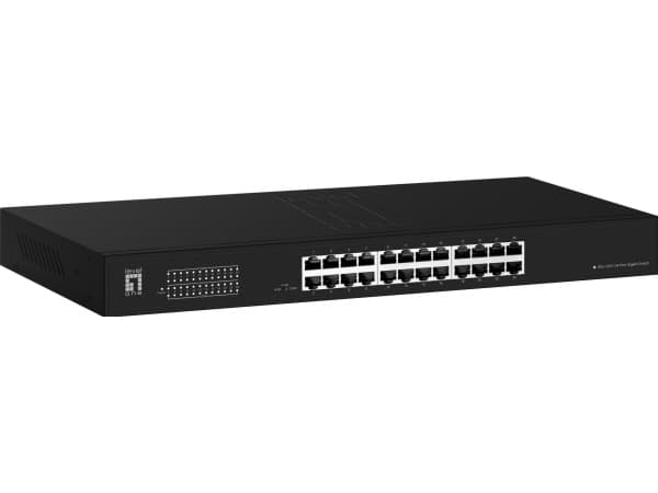 LevelOne Switch 24x GE GEU-2431 19\" Rack Mount Kit, Hallitsematon, Gigabit Ethernet (10/100/1000), Täysin kaksipuolinen, Telineasennus, 1U