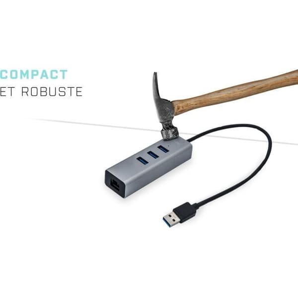 i-tec - USB 3.0 Metal 3-Port USB HUB med Gigabit Ethernet