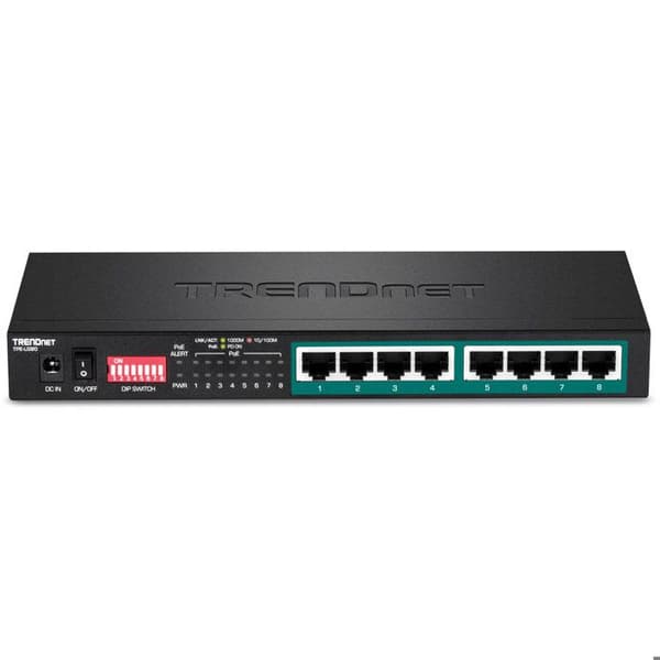 Oadministrerad switch - TRENDnet - TPE LG80 - 8 portar 10/100/1000 (PoE+) - Skrivbordsdator - 65 W PoE+ Svart