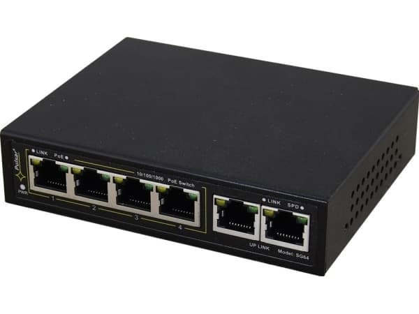 Switch PoE PULSAR SG64 4+2 Sort