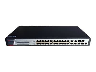Hikvision Pro Series DS-3E2528P(B) - Switch - Administrator - 24 x 10/100/1000 (PoE+) + 4 x kombo Gigabit SFP/RJ-45 - monterbar på stativ - PoE+ (370 Sort
