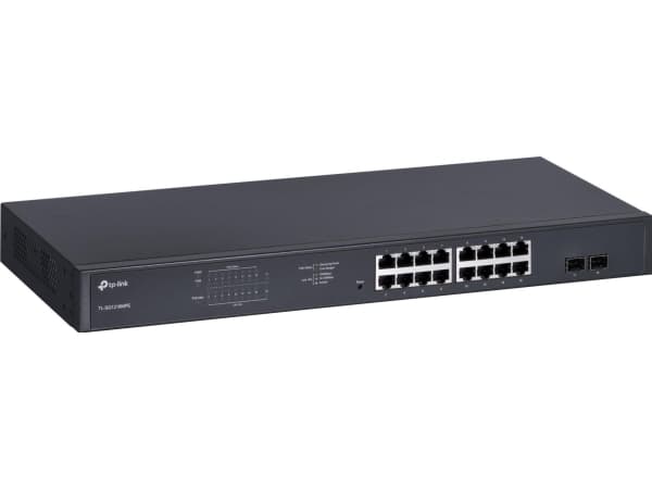 TP-Link JetStream TL-SG1218MPE - Switch - smart - 16 x 10/100/1000 (PoE+) + 2 x Gigabit SFP - rackmonterbar - PoE+ (192 W) - Växelström 100 - 240 V