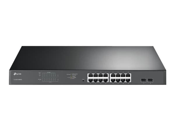 TP-Link JetStream TL-SG1218MPE - Switch - smart - 16 x 10/100/1000 (PoE+) + 2 x Gigabit SFP - rackmonterbar - PoE+ (192 W) - Växelström 100 - 240 V