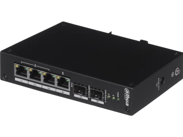 Dahua DH-PFS3206-4P-96 - Switch - ikke-styrt - 1 x 10/100/1000Base-T (High PoE) + 3 x 10/100Base-T (PoE+) + 2 x 1000Base-X SFP - stasjonær - High PoE