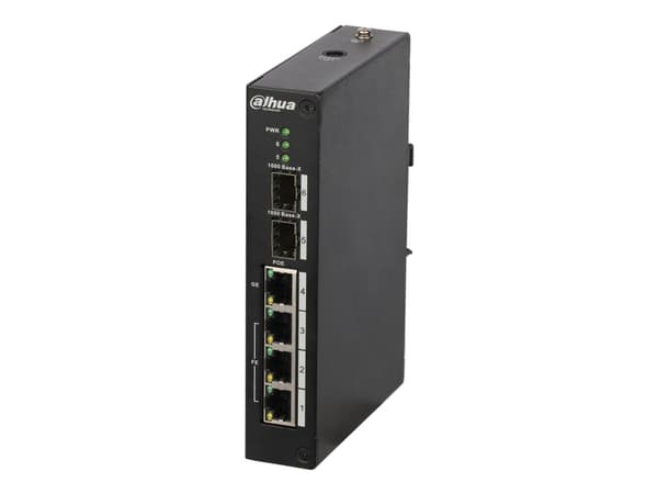 Dahua DH-PFS3206-4P-96 - Switch - ikke-styrt - 1 x 10/100/1000Base-T (High PoE) + 3 x 10/100Base-T (PoE+) + 2 x 1000Base-X SFP - stasjonær - High PoE Sort