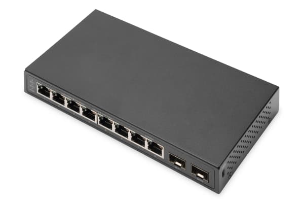 DIGITUS DN-80067 - Switch - ohanterad - 8 x 10/100/1000 + 2 x SFP (mini-GBIC) (upplänk) - skrivbordsmodell, väggmonterbar
