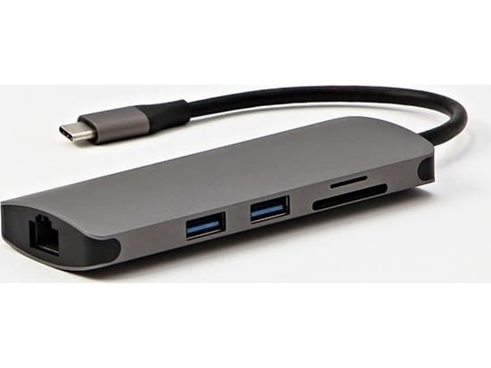 All New Docking Station/Replicator All New, USB 3.1 Type-C, HDMI, RJ45, microSD, USB C (PD), 2x USB3.0, gray