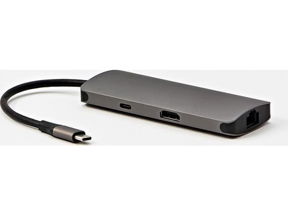 All New Docking Station/Replicator All New, USB 3.1 Type-C, HDMI, RJ45, microSD, USB C (PD), 2x USB3.0, gray