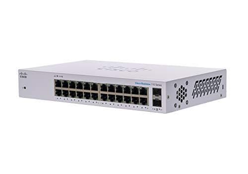 Cisco Business CBS110-24T-D Uadministreret switch | 24 GE-porte | 2 x 1G SFP Delt | Begrænset livstidsbeskyttelse (CBS110-24T-D) Grå
