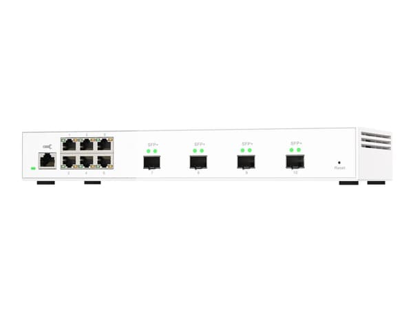 QNAP QSW-M2106-4S - Switch - Styrt - 6 x 2.5GBase-T + 4 x 10Gb Ethernet SFP+ - stasjonær Hvit