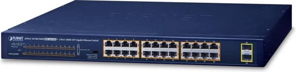 PLANET GSW-2620HP verkkokytkin Hallitsematon 10G Ethernet (100/1000/10000) Power over Ethernet (PoE) 1U Bluew Sininen