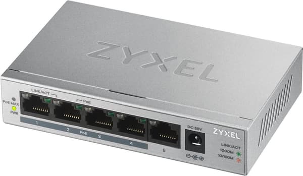 ZyXEL GS1005HP-EU0101F Netværksswitch 5 porte 2000 MBit/s PoE funktion