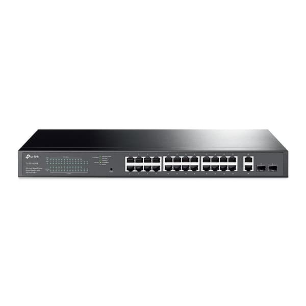 TP-Link Easy Smart TL-SG1428PE - Switch - Smart - 24 x 10/100/1000 (PoE+) + 2 x 10/100/1000 - Rackmonterbar - PoE+ (250 W) - AC 100 - 240 V Sort
