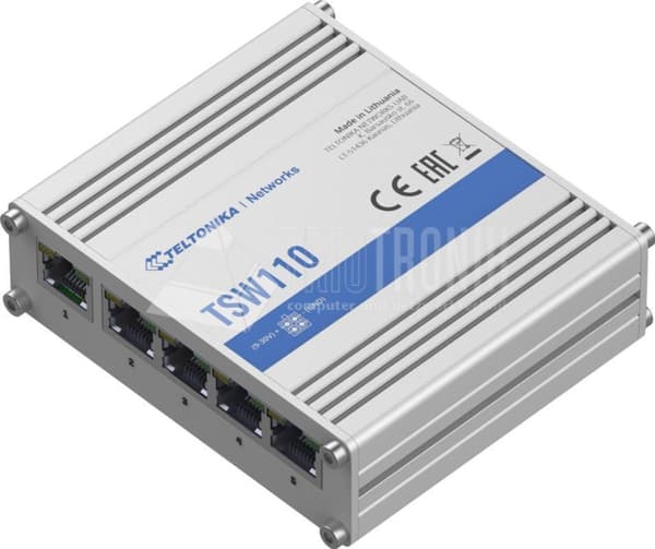 Teltonika TSW110 Network Switch Uadministreret Gigabit Ethernet (10/100/1000) Power over Ethernet (PoE) Blå - Grå (TSW110) Blå, Grå