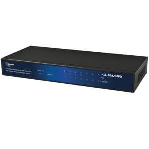 ALLNET ALL-SG8208PD - ohanterat - 10G Ethernet (100/1000/10000) - 10BASE-T - 100BASE-TX - 1000BASE-T - IEEE 802.1p - IEEE 802.3 - IEEE 802.82IE -82EE Svart