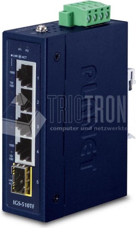 Planet IGS-510TF - 1000 Mbit/s - 10Base-T,100Base-T,1000Base-T - 1000Base-BX,1000Base-LX,1000Base-SX - IEEE 802.1p,IEEE 802.1p,IEEE 802.1p,IEEE 802.3. Sininen