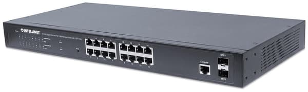 Intellinet Gigabit Ethernet PoE+ Web-Managed Switch med 2 SFP-porte - Switch - Administreret - 16 x 10/100/1000 (PoE+) + 2 x Gigabit SFP - Desktop, Ra