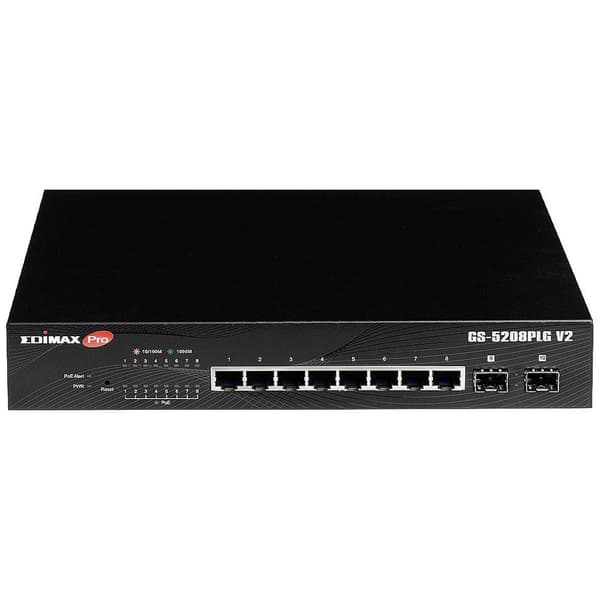 EDIMAX GS-5208PLG V2 Nätverks-switch 8 + 2 Port Svart