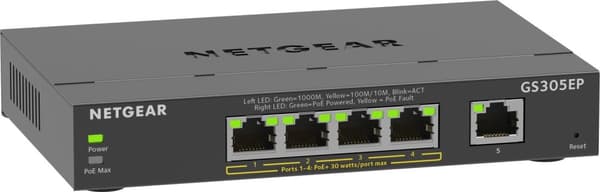 Netgear GS305EP - Netværksswitch - Smart Managed Plus - 5 porte Sort