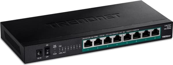 TRENDnet TPE TG380 - switch - uadministreret - 8 x 10/100/1000/2.5G (PoE+) - desktop, vægmonterbar - PoE+ (100 W) Sort