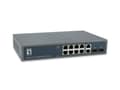 Pikkukuva 1 / 2: LevelOne GEP-1221 - Kytkin - hallitsematon - 8 x 10/100/1000 (PoE+) + 2 x Gigabit SFP + 2 x 1000Base-T - telineeseen asennettava - PoE+ (150 W)