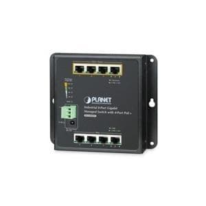 PLANET WGS-804HPT - switch - styret - 4 x 10/100/1000 (PoE+) + 4 x 10/100/1000 - DIN-skinne monteres, vægmonteres - PoE+ - DC strøm Sort