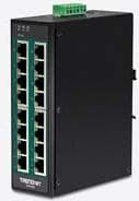 TRENDnet TI-PG160 - kytkin - hallitsematon - 16 x 10/100/1000 (PoE+) - DIN-kiskoon kiinnitettävä, seinälle asennettava - PoE+ (240W) musta