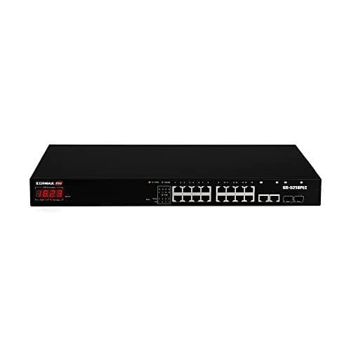 Edimax GS-5216PLC - Switch - Smart - 16 x 10/100/1000 + 2 x combo Gigabit SFP/RJ-45 (upplänk) - rackmonterbar - PoE+ (280 W) (GS-5216PLC)