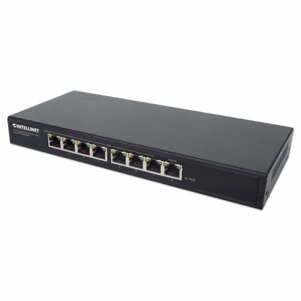 Intellinet IPS-08G-85W - Switch - uadministreret - 8 x 10/100/1000 (PoE+) - Desktop - PoE Passthrough / PoE+ (85 W)