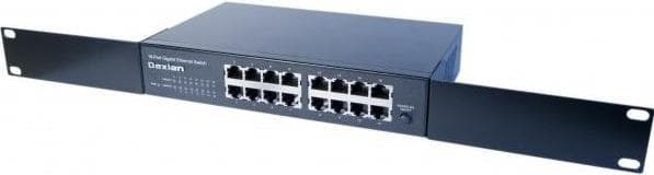 deXlan - Switch - ohanterad - 16 x 10/100/1000 - rackmonterbar Svart