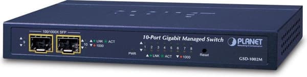 PLANET GSD-1002M Network Switch Managed L2/L4 Gigabit Ethernet (10/100/1000) Power over Ethernet (PoE) Blå Blå