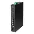 Pikkukuva 1 / 4: Edimax IGS-1105P - Kytkin - 4 x 10/100/1000 (PoE+) + 1 x Gigabit SFP - DIN-kiskoon kiinnitettävä, seinälle asennettava - PoE+ (120 W) (IGS-1105P)