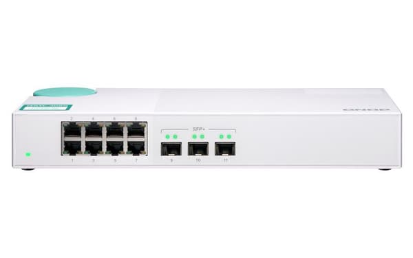 QNAP QSW-308S - switch - ohanterad - 3 x 10 Gigabit SFP+ + 8 x 10/100/1000 - stationär Vit