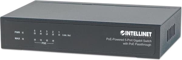 Intellinet PoE -käyttöinen 5x Gigabit Gigabit Ethernet (10/100/1000) Power over Ethernet (PoE) Musta