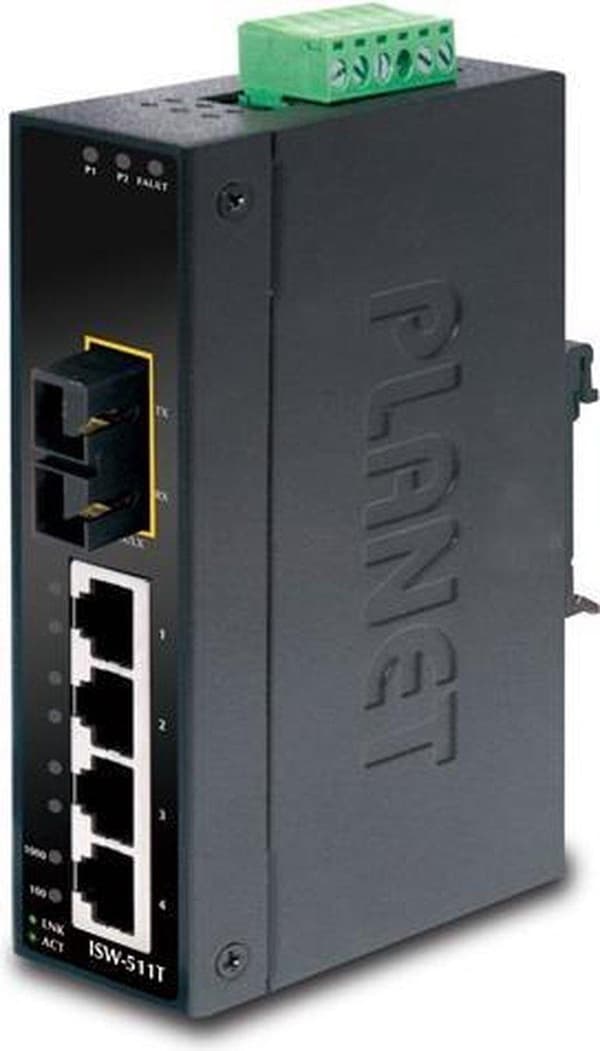 PLANET ISW-511T verkkokytkin Hallitsematon L2 Fast Ethernet (10/100) Musta musta