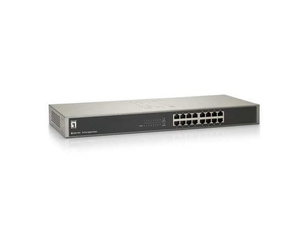 LevelOne GSW-1657 - Switch - 16 porte - EN, Fast EN, Gigabit EN - 10Base-T, 100Base-TX, 1000Base-T - 1U (0524718) Sort, Grå