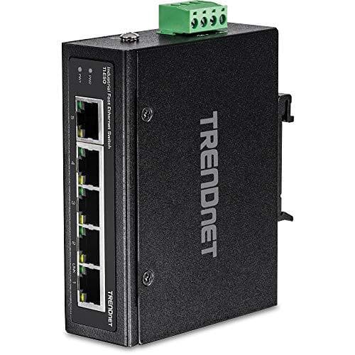 TRENDnet TI-E50 - switch - uadministreret - 5 x 10/100 - DIN-skinne monteres, vægmonteres - DC Sort