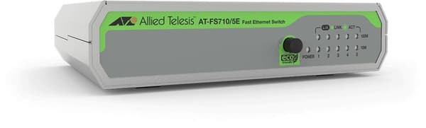 Allied Telesis AT FS710/5E - switch - ikke-administreret - 5 x 10/100 - desktop, vægmonterbar (AT-FS710/5E-60) Grøn, Grå