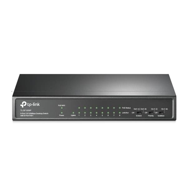 TP-LINK TL-SF1009P nätverksswitch Unmanaged Fast Ethernet (10/100) Black Power over Ethernet (PoE) Svart