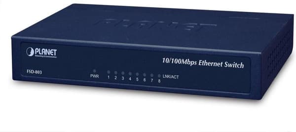 PLANET FSD-803 Nätverksswitch Fast Ethernet (10/100) Blå Blå