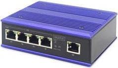DIGITUS Professional DN-650105 Industriell - Switch - ohanterad - 5 x 10/100 - DIN-skena monteringsbar - DC (DN-650105) Svart, Blå